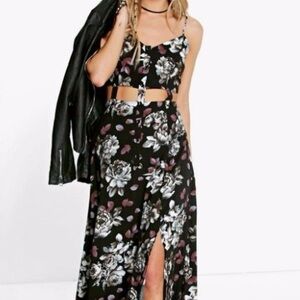 Boohoo floral cut out maxi dress
